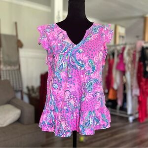 Lilly Pulitzer - Lacie Short Sleeved Flutter Top - Strut Your Stuff size XS